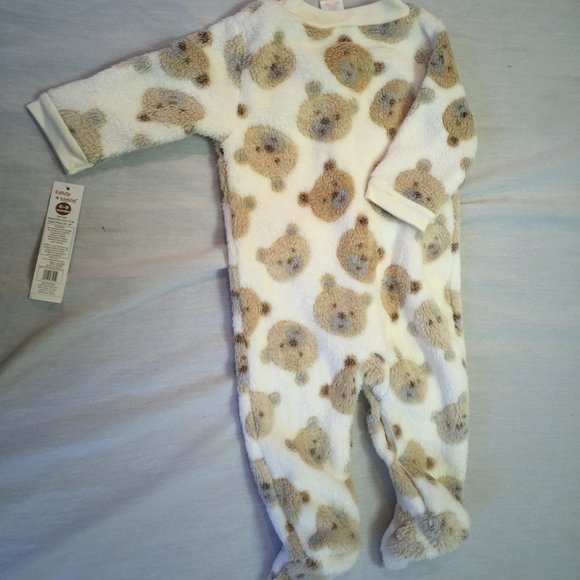 🍁  NWT SANDY SIMON BOYS GIRLS FUZZY BODYSUIT SLEEPER SIZE 6-9 MONTHS 🍁 - Picture 3 of 4